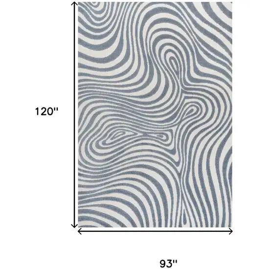 Dark Blue And Cream Abstract Indoor Outdoor Area Rug Photo 6