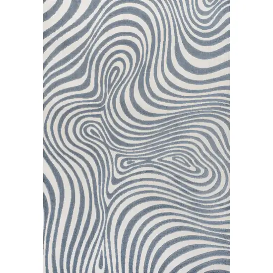 Dark Blue And Cream Abstract Indoor Outdoor Area Rug Photo 3