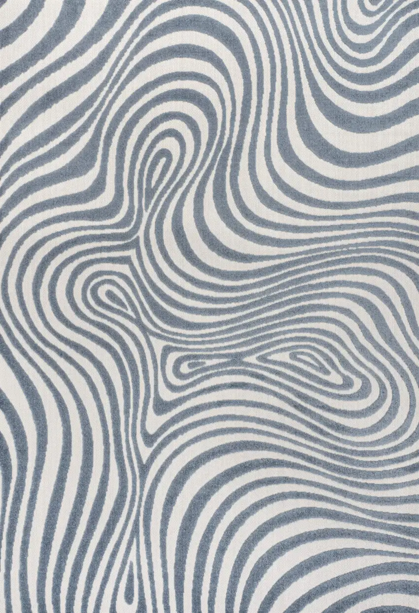 Dark Blue And Cream Abstract Indoor Outdoor Area Rug Photo 3