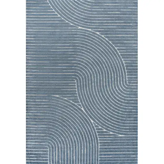 Dark Blue And Cream Striped Indoor Outdoor Area Rug Photo 1