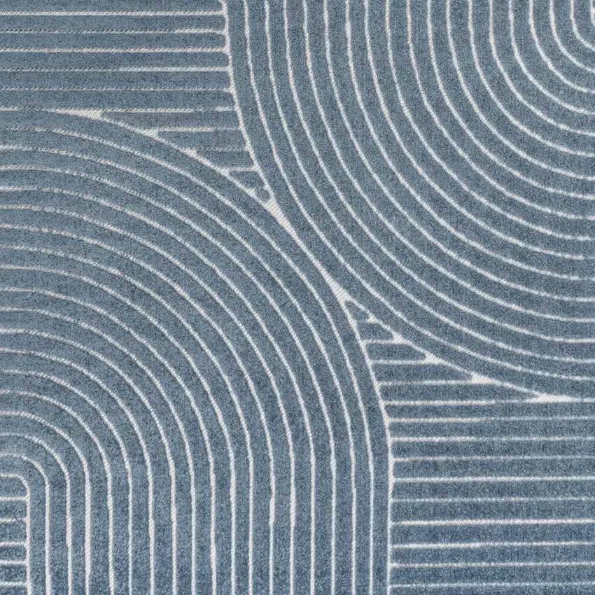 Dark Blue And Cream Striped Indoor Outdoor Area Rug Photo 3
