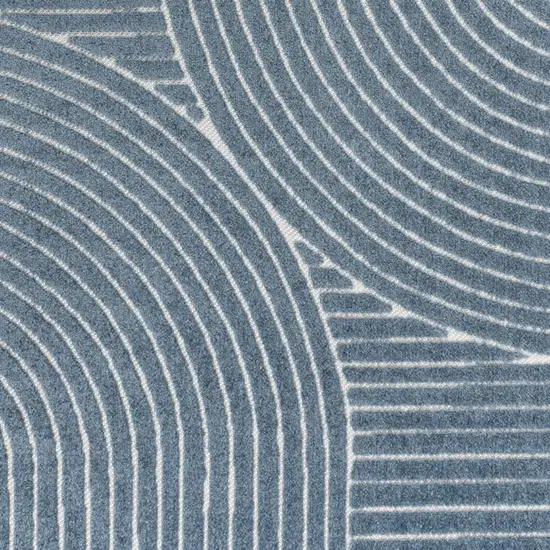 Dark Blue And Cream Striped Indoor Outdoor Area Rug Photo 2