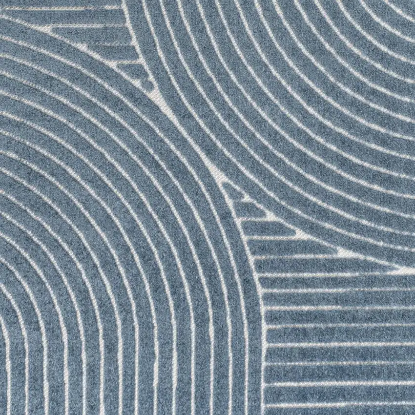 Dark Blue And Cream Striped Indoor Outdoor Area Rug Photo 2