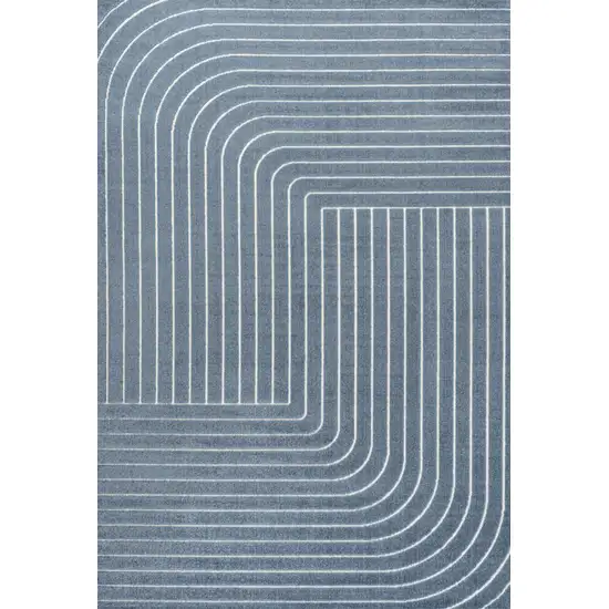 Dark Blue And Cream Striped Indoor Outdoor Area Rug Photo 1