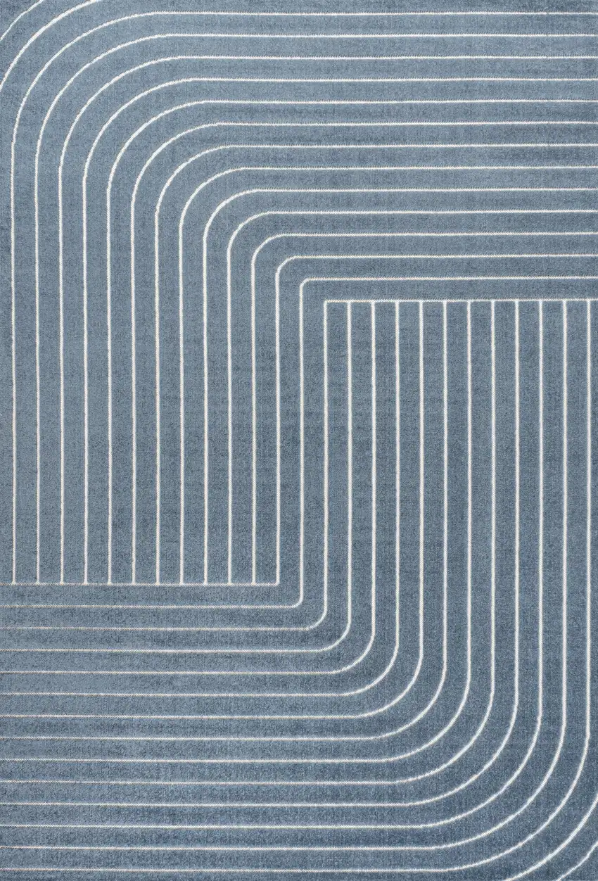 Dark Blue And Cream Striped Indoor Outdoor Area Rug Photo 1