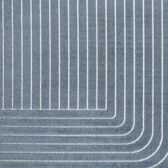 Dark Blue And Cream Striped Indoor Outdoor Area Rug Photo 2