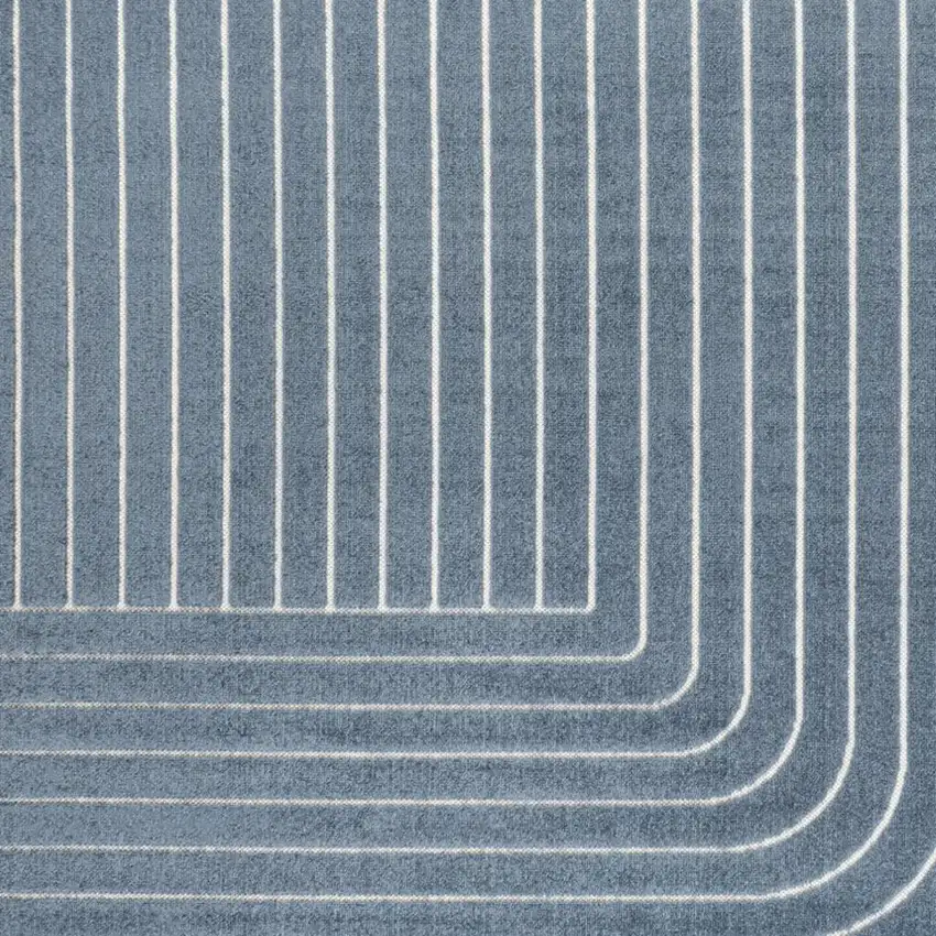 Dark Blue And Cream Striped Indoor Outdoor Area Rug Photo 2