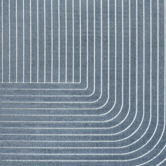 Dark Blue And Cream Striped Indoor Outdoor Area Rug Photo 3