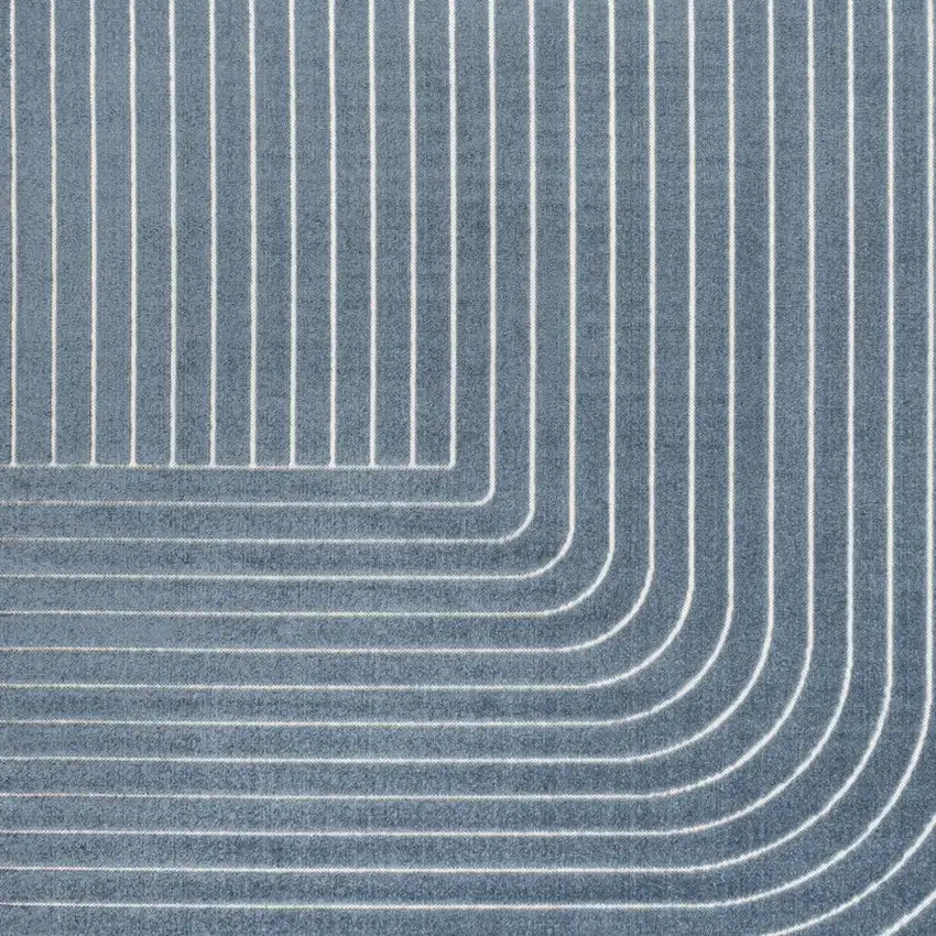 Dark Blue And Cream Striped Indoor Outdoor Area Rug Photo 3