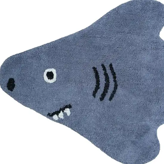 Dark Blue And White Shark Youthful Washable Area Rug Photo 3