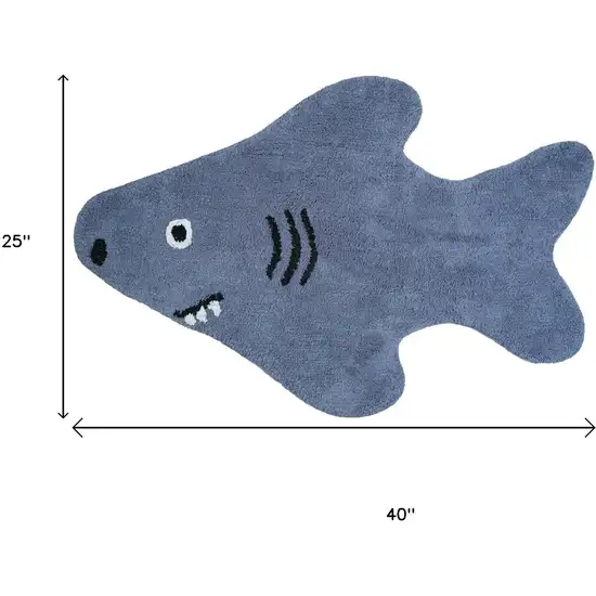 Dark Blue And White Shark Youthful Washable Area Rug Photo 6
