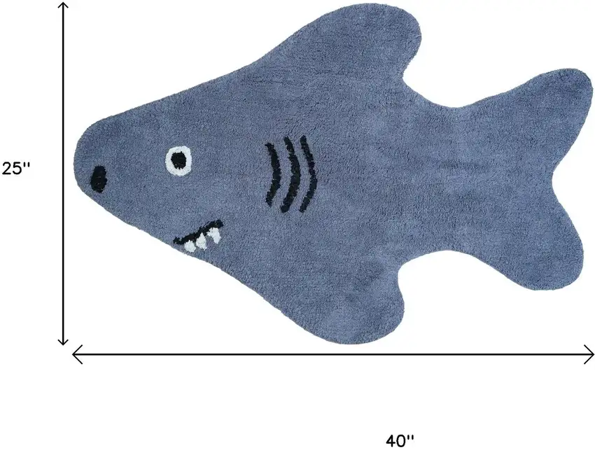 Dark Blue And White Shark Youthful Washable Area Rug Photo 6