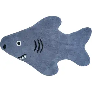 Photo of Dark Blue And White Shark Youthful Washable Area Rug