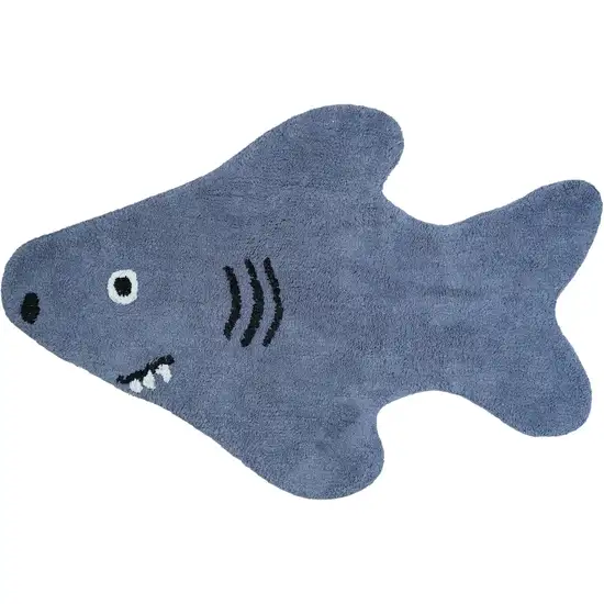 Dark Blue And White Shark Youthful Washable Area Rug Photo 1