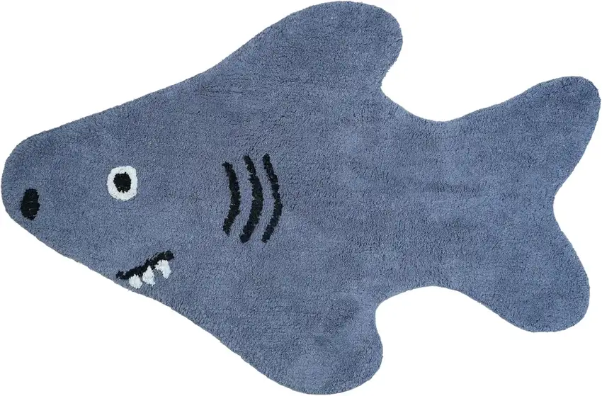 Dark Blue And White Shark Youthful Washable Area Rug Photo 1
