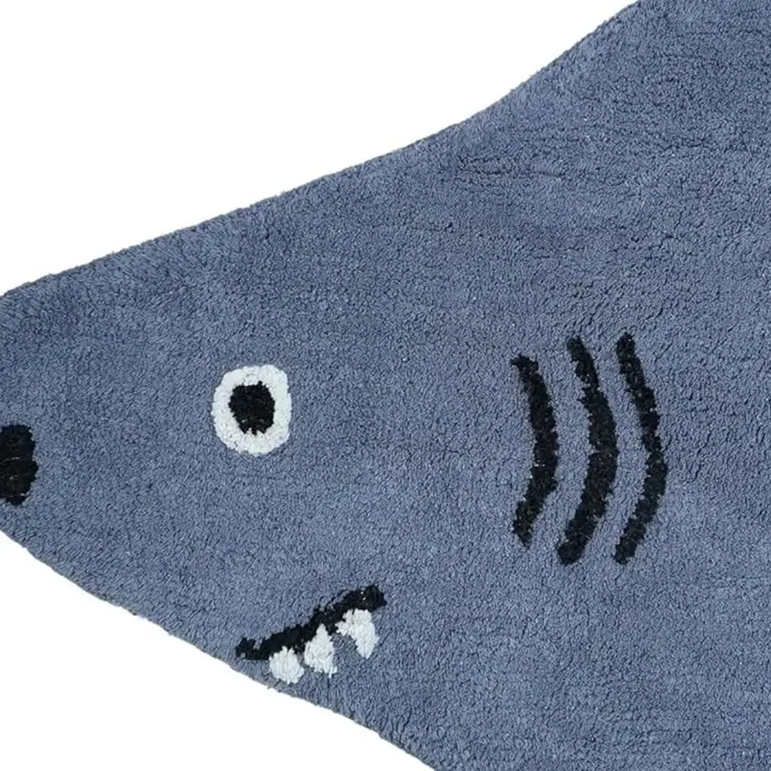 Dark Blue And White Shark Youthful Washable Area Rug Photo 4