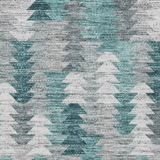 Dark Blue Aqua And Gray Geometric Washable Indoor Outdoor Area Rug Photo 6
