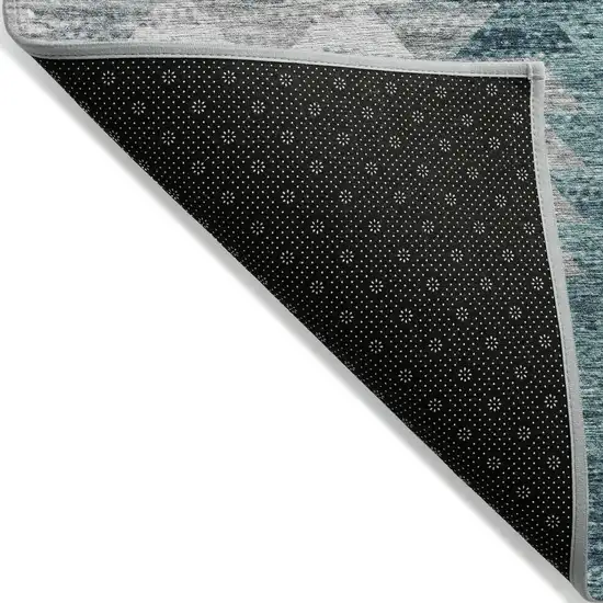 Dark Blue Aqua And Gray Geometric Washable Indoor Outdoor Area Rug Photo 4