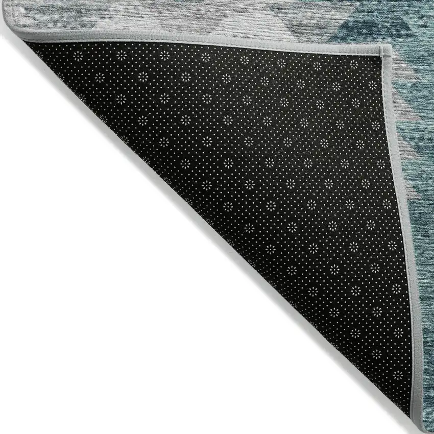 Dark Blue Aqua And Gray Geometric Washable Indoor Outdoor Area Rug Photo 4