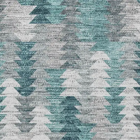Dark Blue Aqua And Gray Geometric Washable Indoor Outdoor Area Rug Photo 6