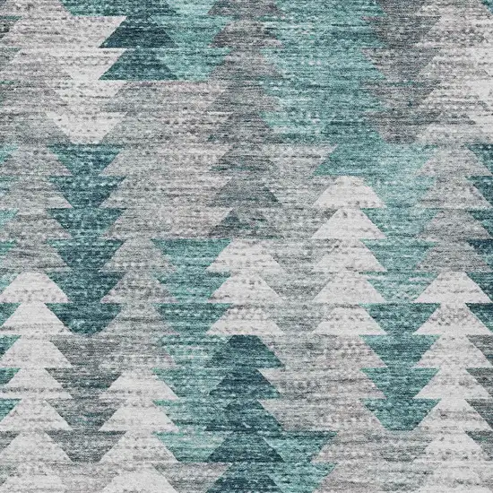 Dark Blue Aqua And Gray Geometric Washable Indoor Outdoor Area Rug Photo 5