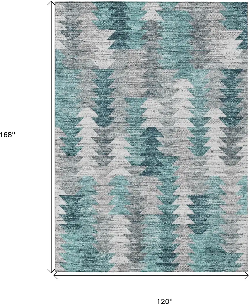 Dark Blue Aqua And Gray Geometric Washable Indoor Outdoor Area Rug Photo 3