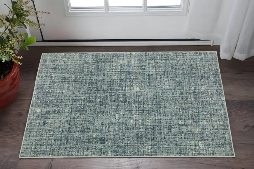 Dark Blue Light Blue Grey Ivory And Beige Abstract Power Loom Stain Resistant Area Rug Photo 1