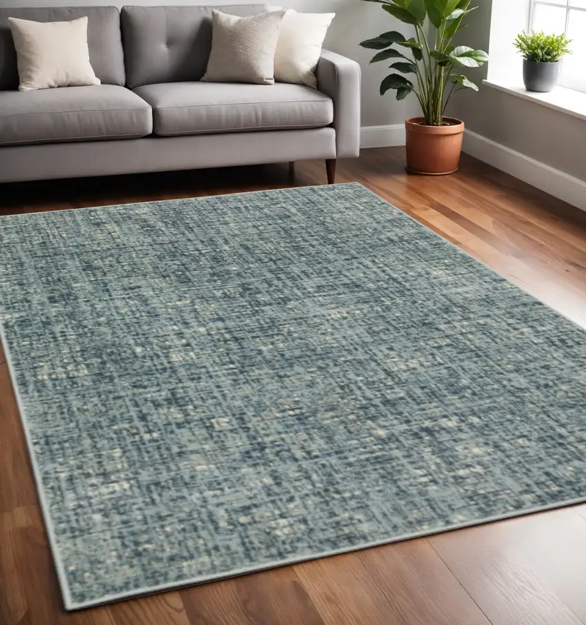 Dark Blue Light Blue Grey Ivory And Beige Abstract Power Loom Stain Resistant Area Rug Photo 1