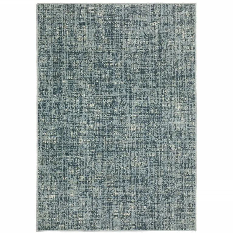 Dark Blue Light Blue Grey Ivory And Beige Abstract Power Loom Stain Resistant Area Rug Photo 1