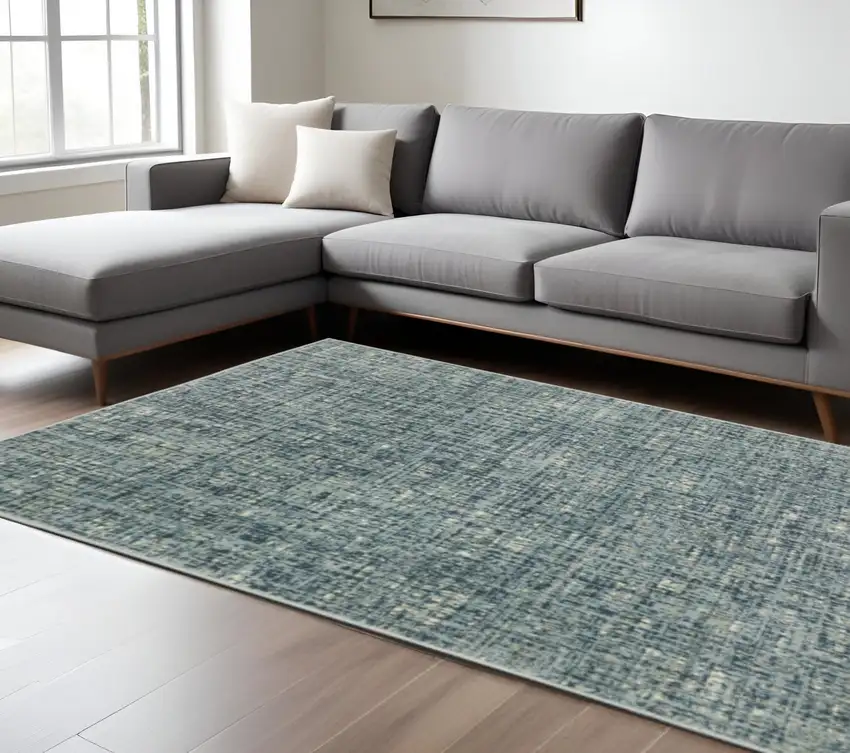 Blue And Beige Abstract Area Rug Photo 1