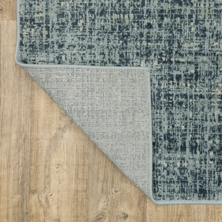 Dark Blue Light Blue Grey Ivory And Beige Abstract Power Loom Stain Resistant Runner Rug Photo 7