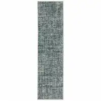 Photo of Dark Blue Light Blue Grey Ivory And Beige Abstract Power Loom Stain Resistant Runner Rug