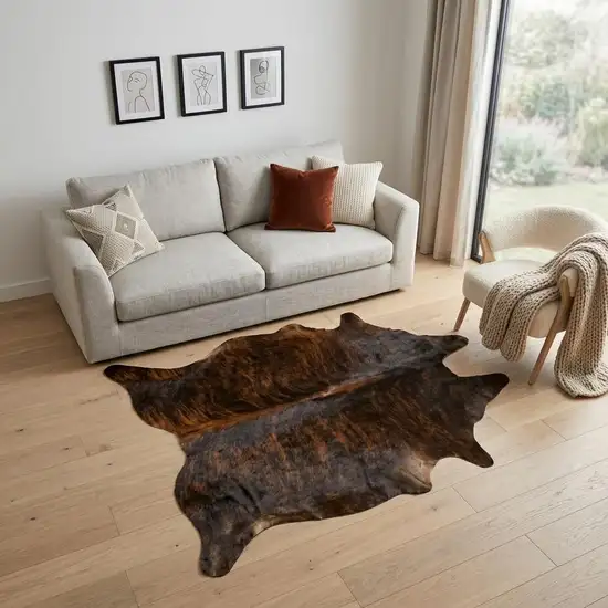 Brown And Black Cowhide Cowhide Print Area Rug Photo 1
