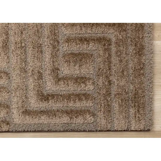 Dark Brown And Brown Geometric Area Rug Photo 7