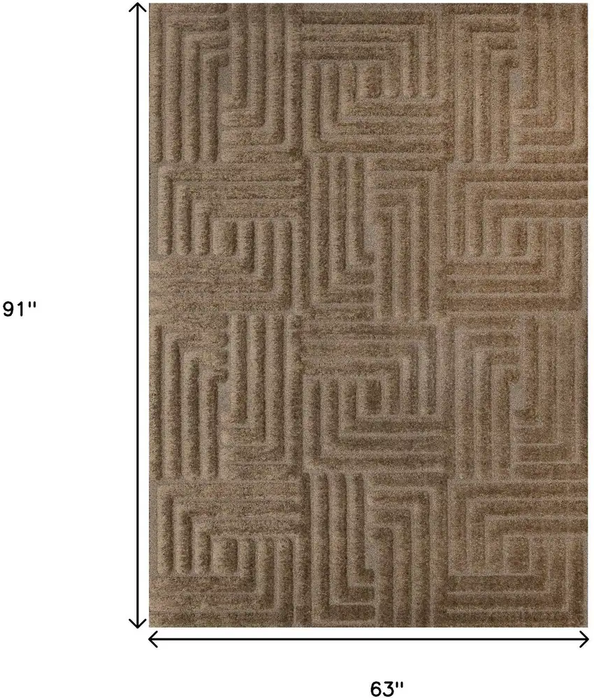 Dark Brown And Brown Geometric Area Rug Photo 3