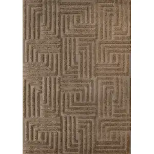 Photo of Dark Brown And Brown Geometric Area Rug