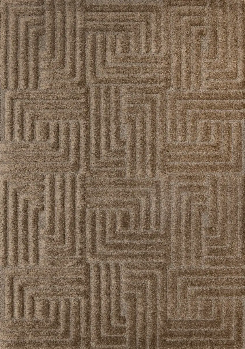 Dark Brown And Brown Geometric Area Rug Photo 2
