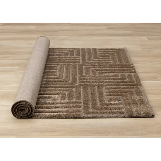 Dark Brown And Brown Geometric Area Rug Photo 9