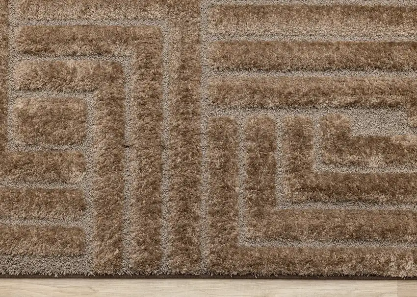 Dark Brown And Brown Geometric Area Rug Photo 9