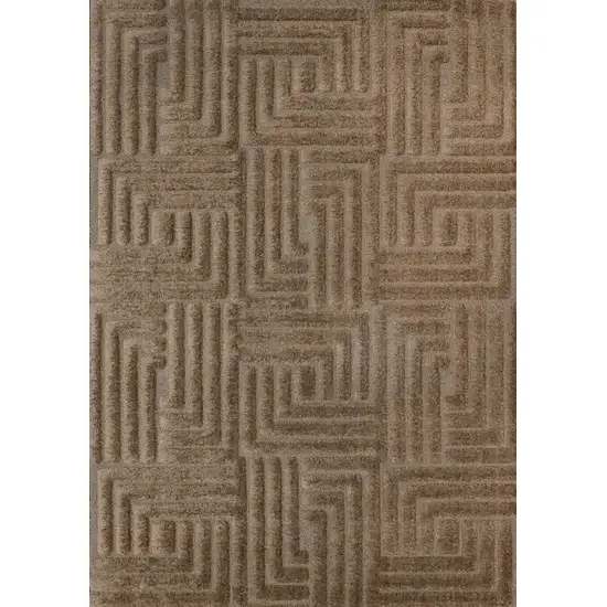 Dark Brown And Brown Geometric Area Rug Photo 2