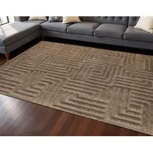 Photo of Dark Brown And Brown Geometric Area Rug