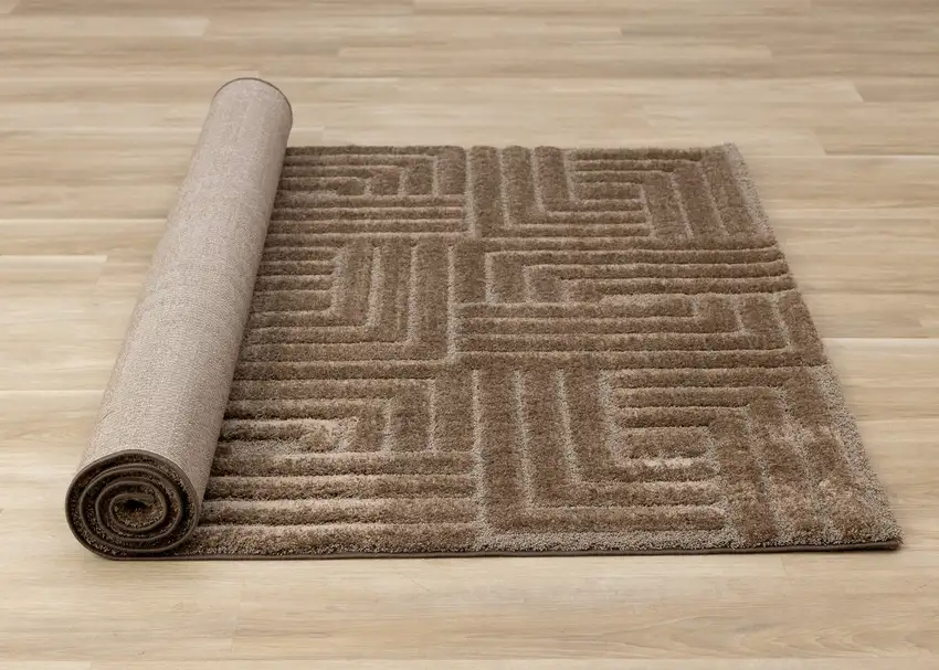 Dark Brown And Brown Geometric Area Rug Photo 9