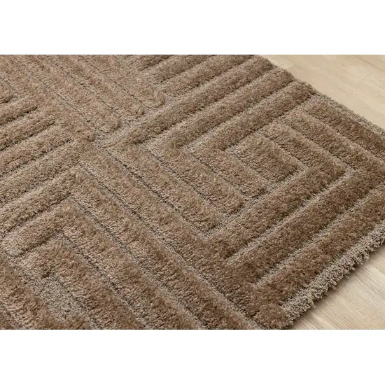 Dark Brown And Brown Geometric Area Rug Photo 6
