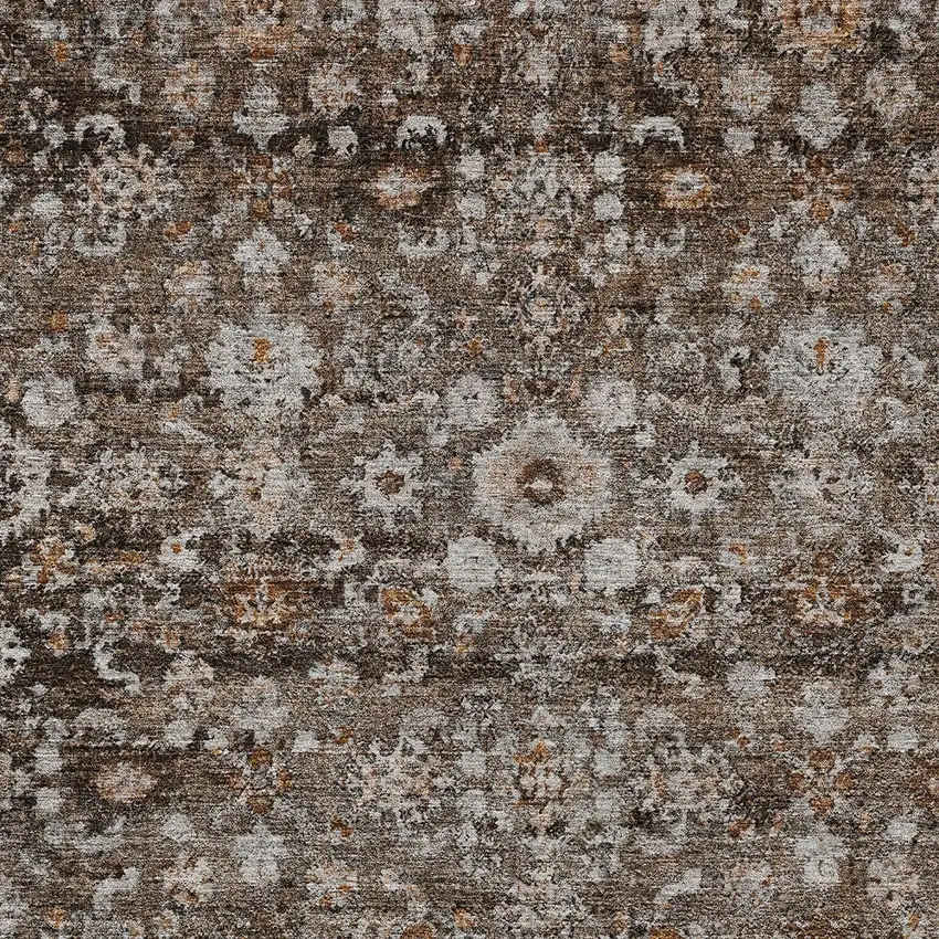 Dark Brown Brown And Taupe Oriental Washable Indoor Outdoor Area Rug Photo 6