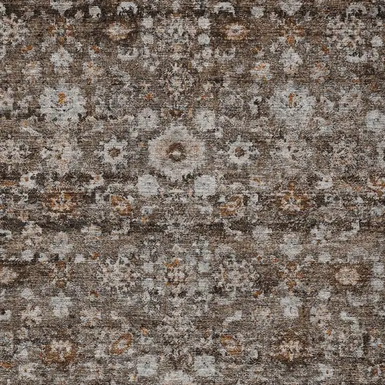 Dark Brown Brown And Taupe Oriental Washable Indoor Outdoor Area Rug Photo 6