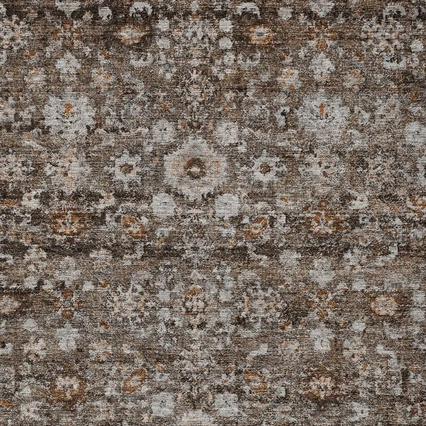 Dark Brown Brown And Taupe Oriental Washable Indoor Outdoor Area Rug Photo 6
