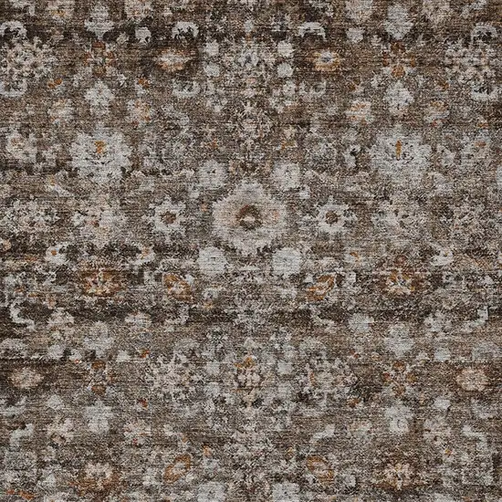 Dark Brown Brown And Taupe Oriental Washable Indoor Outdoor Area Rug Photo 6
