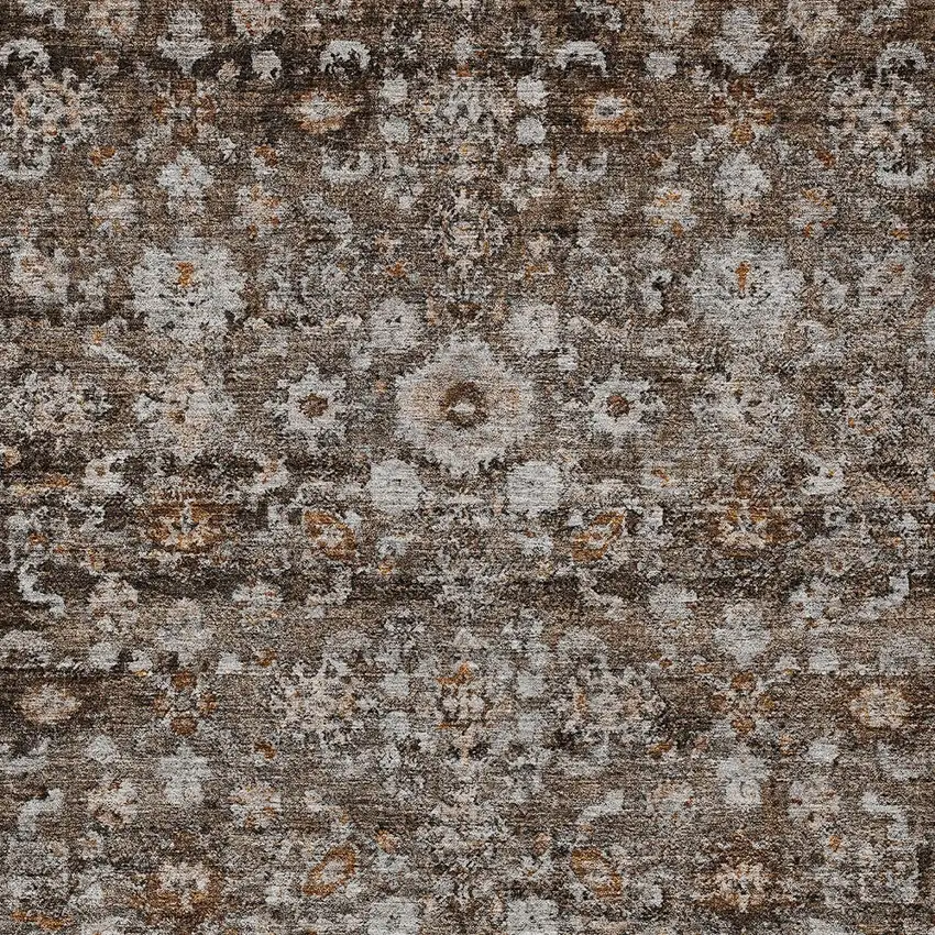 Dark Brown Brown And Taupe Oriental Washable Indoor Outdoor Area Rug Photo 6