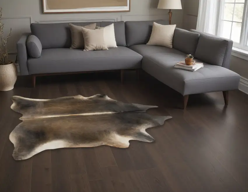 Dark Brown Cowhide Hand Knotted Area Rug Photo 1