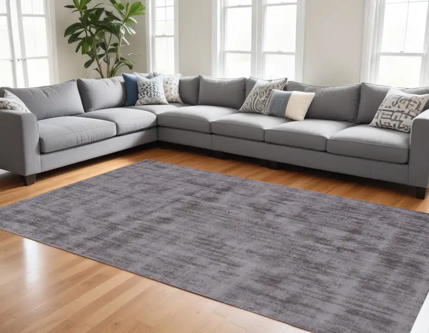 Dark Brown Hand Loomed Area Rug Photo 2